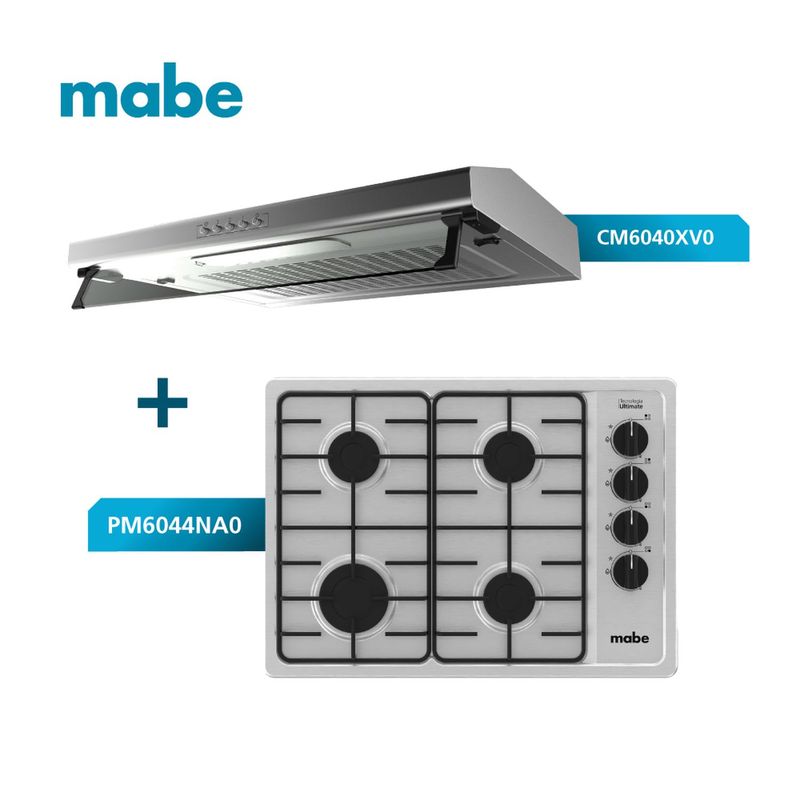 MABE - Combo Campana Extractora +Estufa empotrable a Gas 60cm Mabe