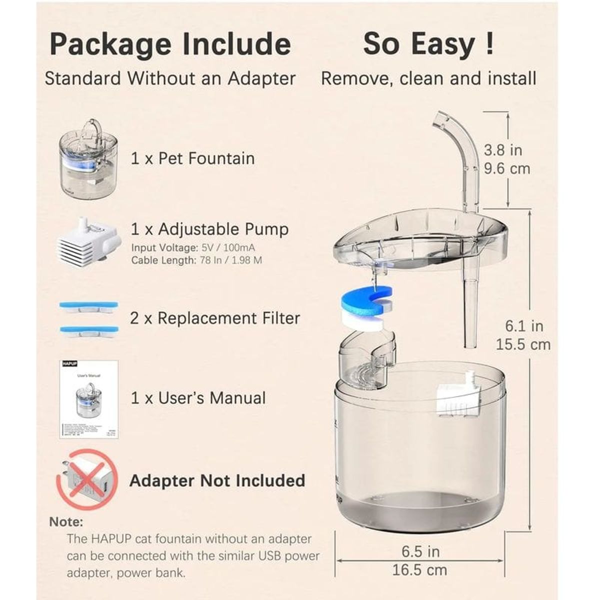 CLEAR - Fuente De Agua Para Mascotas Con Sensor No Generica