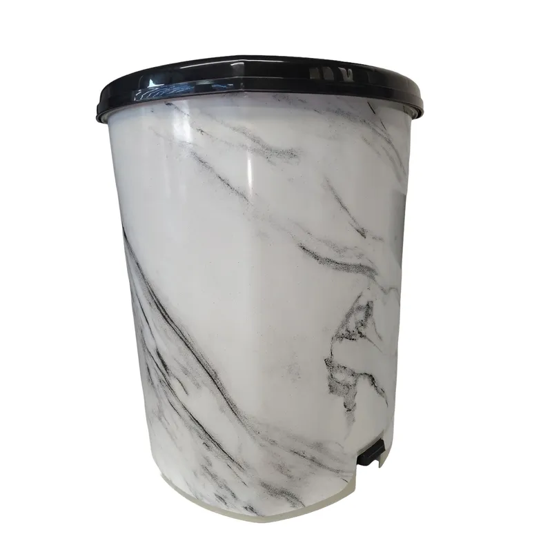 ESTRA - Papelera Pedal 20L Mármol Estra 4-1051875 -BlancoNegro