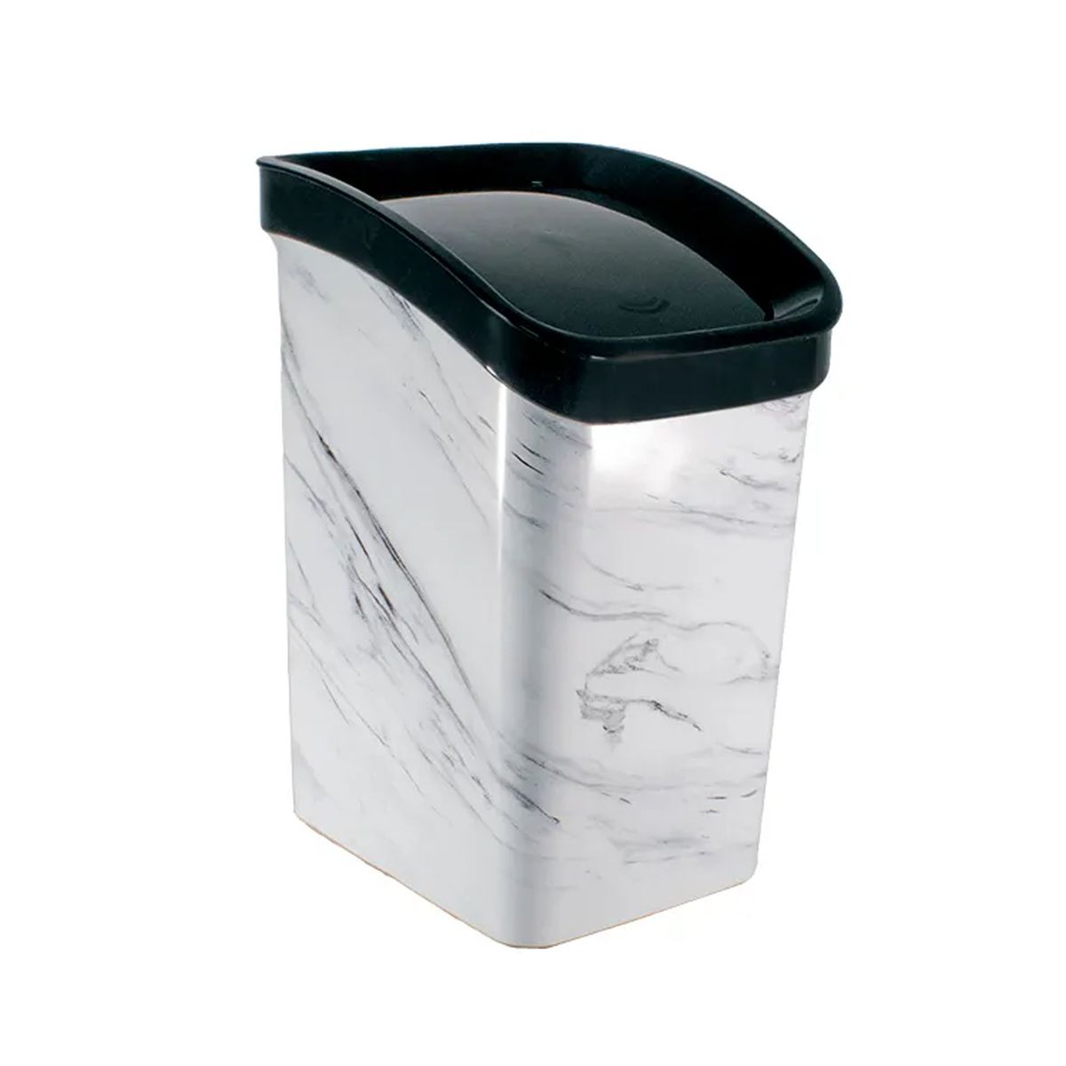 ESTRA - Papelera Vaivén 6L Mármol Estra 4-1051883 -BlancoNegro