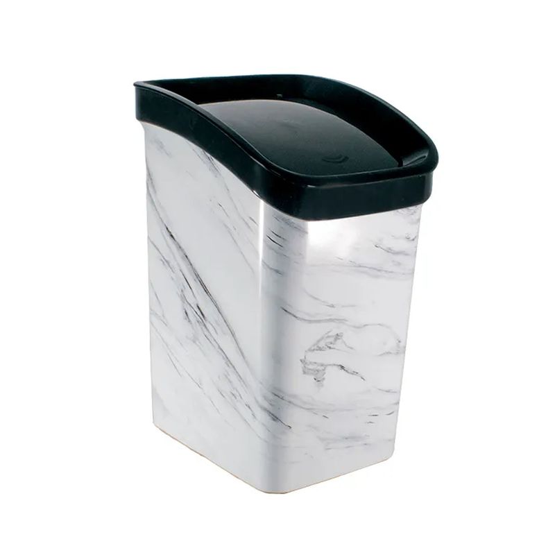 ESTRA - Papelera Vaivén 6L Mármol Estra 4-1051883 -BlancoNegro