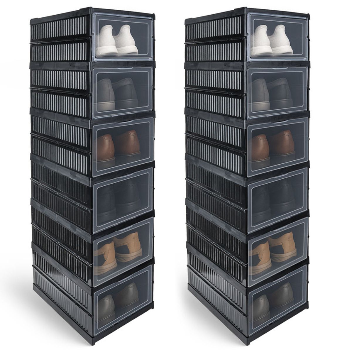 ENERGY PLUS - Set x2 Organizador Zapatos 6 Niveles Plegable Ventana Transp