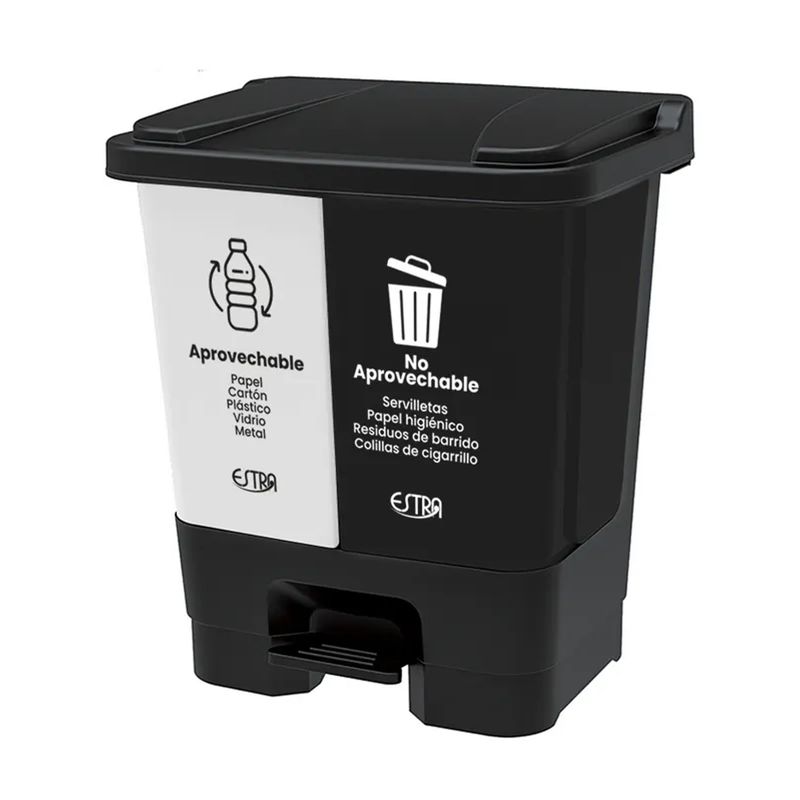ESTRA - Papelera Doble Pedal 40L Estra 4-1051128 -BlancoNegro