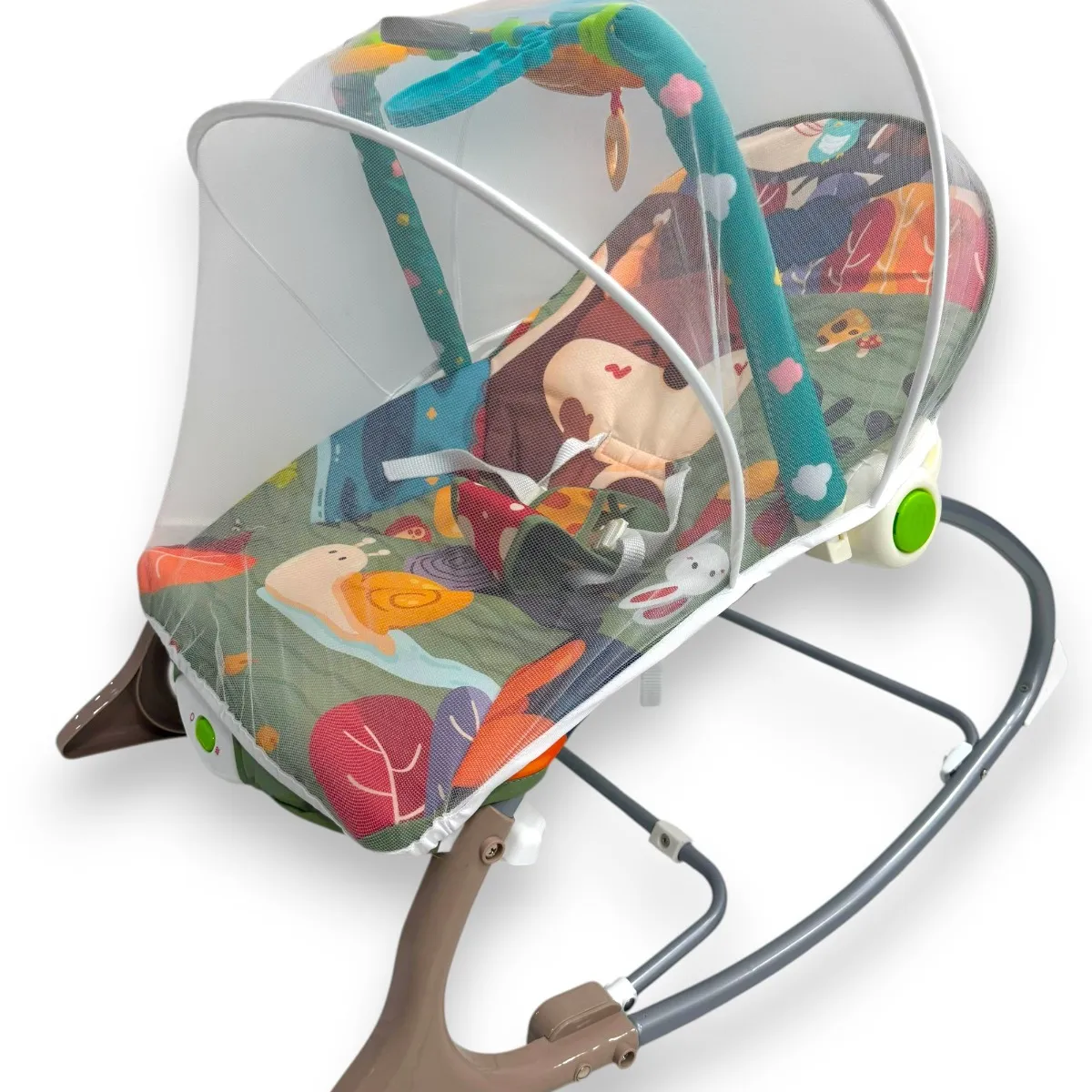 KIDSHOP - Silla Mecedora Para Bebes Con Toldillo 68163 Ardilla Gris