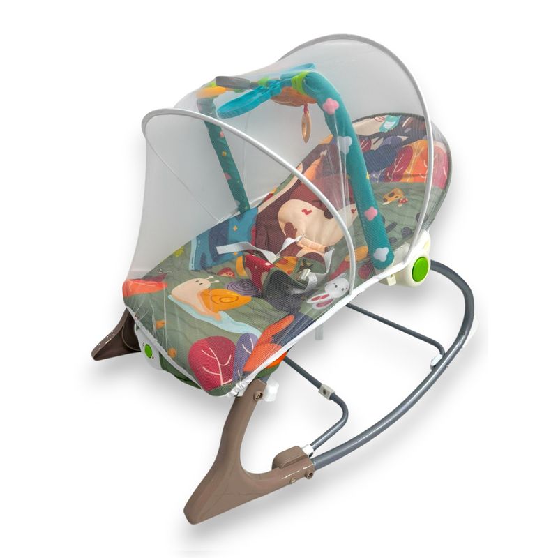 KIDSHOP - Silla Mecedora Para Bebes Con Toldillo 68163 Ardilla Gris