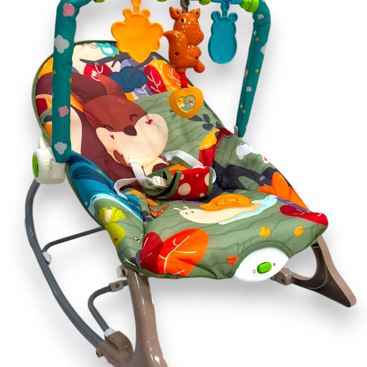 KIDSHOP - Silla Mecedora Para Bebes Con Toldillo 68163 Ardilla Gris