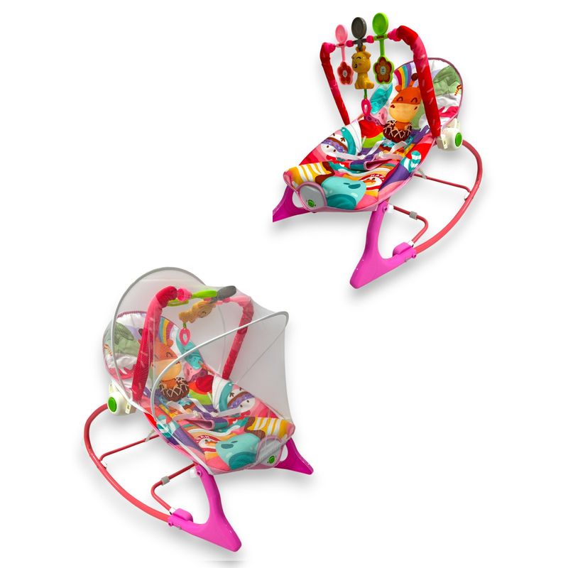 KIDSHOP - Silla Mecedora Para Bebes Con Toldillo 68164 Jirafa Fucsia