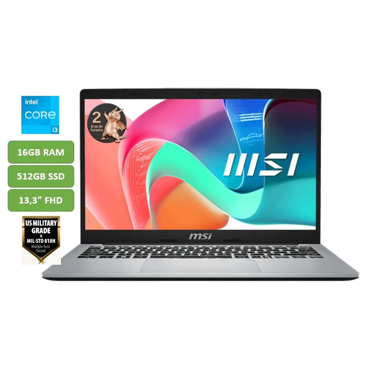 MSI - PORTATIL MSI MODERN 13 - CORE I3 1315U - 16GB RAM - 512GB SSD - 13,3" FHD - MOD: F13MG-043XCO
