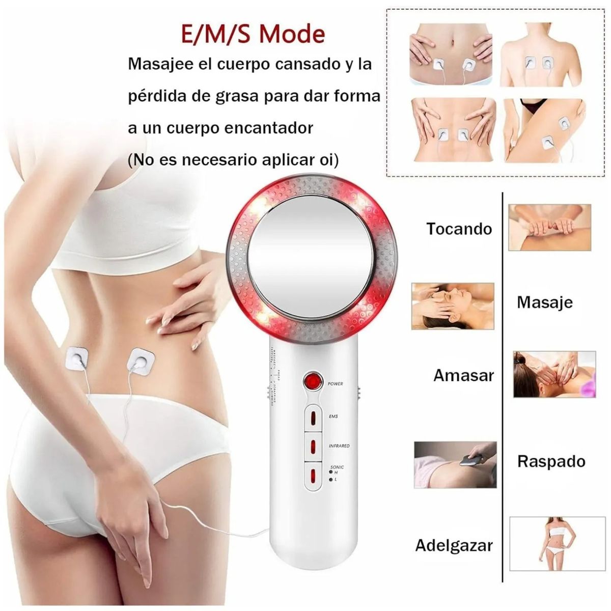 AMERICAN GENERICS - Masajeador Corporal 3 En1 Ultrasonido Cavitación Ems Adelgazante