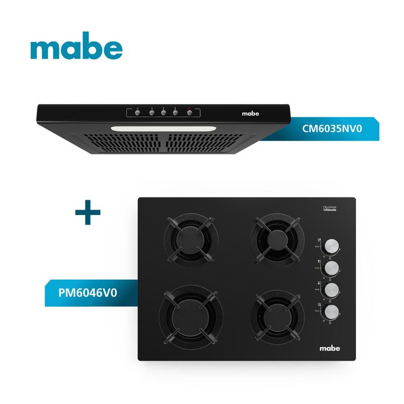 MABE - Combo Campana Extractora +Estufa empotrable a Gas 60cm Mabe