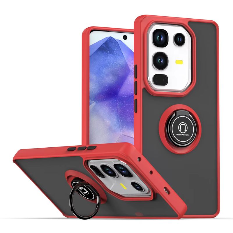 GENERICO - Funda Estuche Mate Con Anillo Compatible Infinix Note 50 Pro Rojo