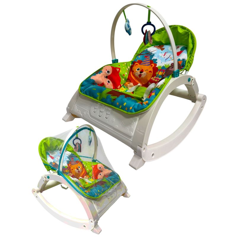 KIDSHOP - Silla Mecedora Vibradora Crece Conmigo + Toldillo Selva