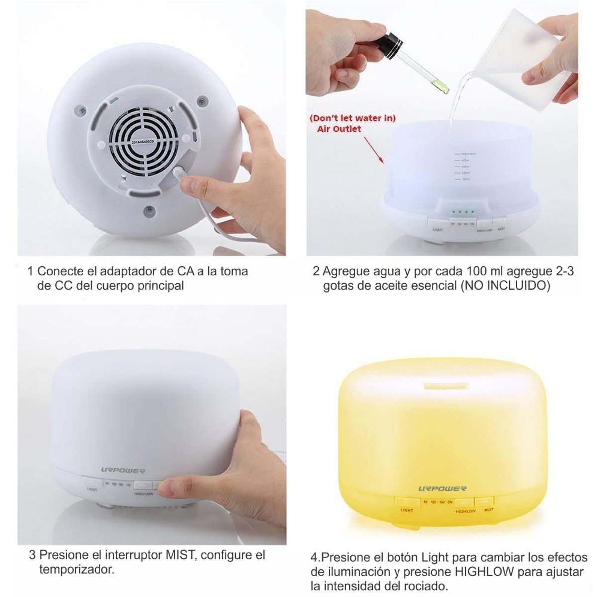 COLME TECHNOLOGY HOME - Difusor De Aromas Humidificador Aceite Aromaterapia KP-500ml