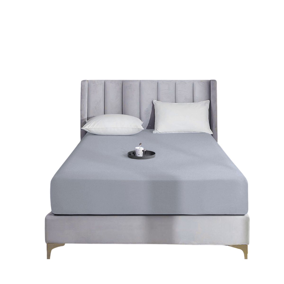 GENERICO - Sabana ajustable y 2 fundas cama queen gris 35 cms