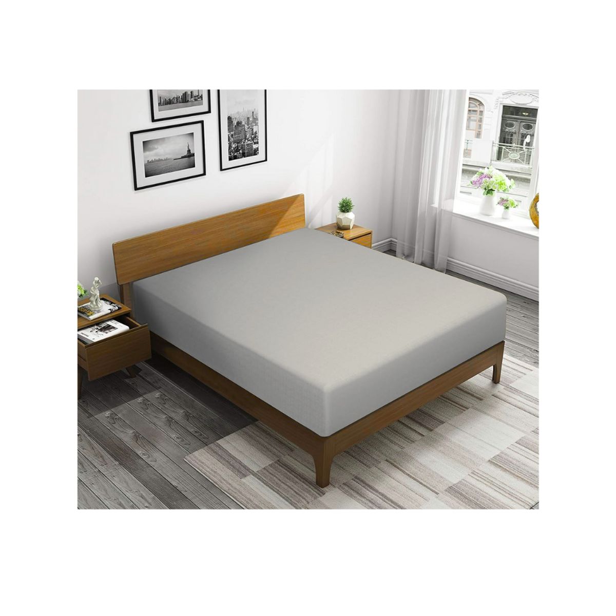 GENERICO - Sabana ajustable y 2 fundas cama queen gris 35 cms