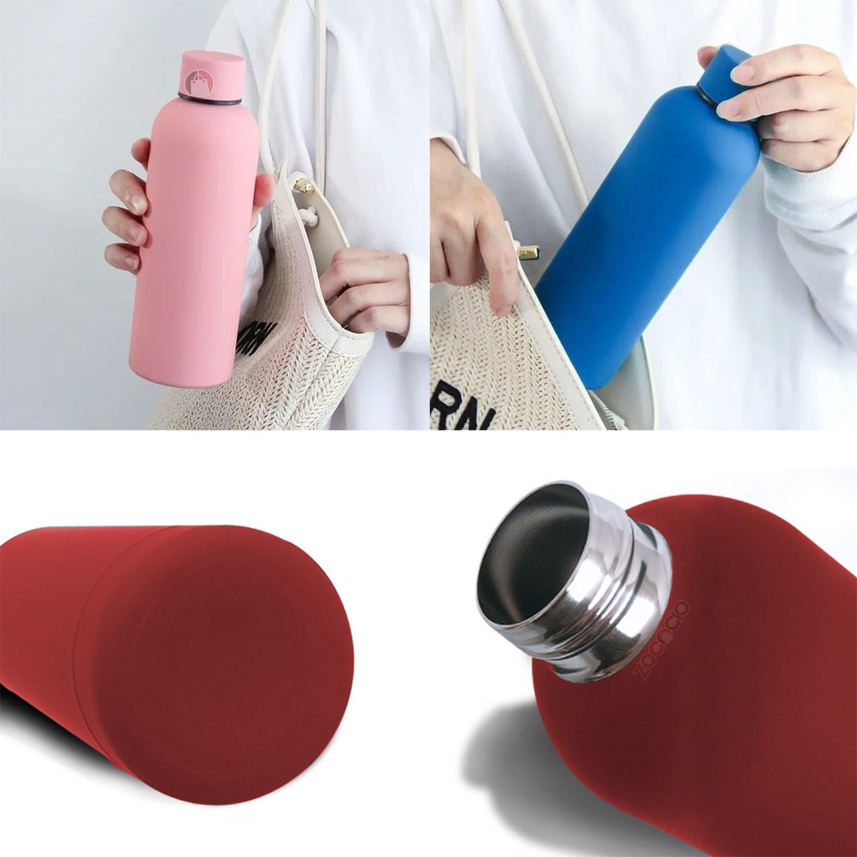 ZOCOCIO - Botella De Acero Inoxidable Térmico Bebida Frías Y Calientes Blanco