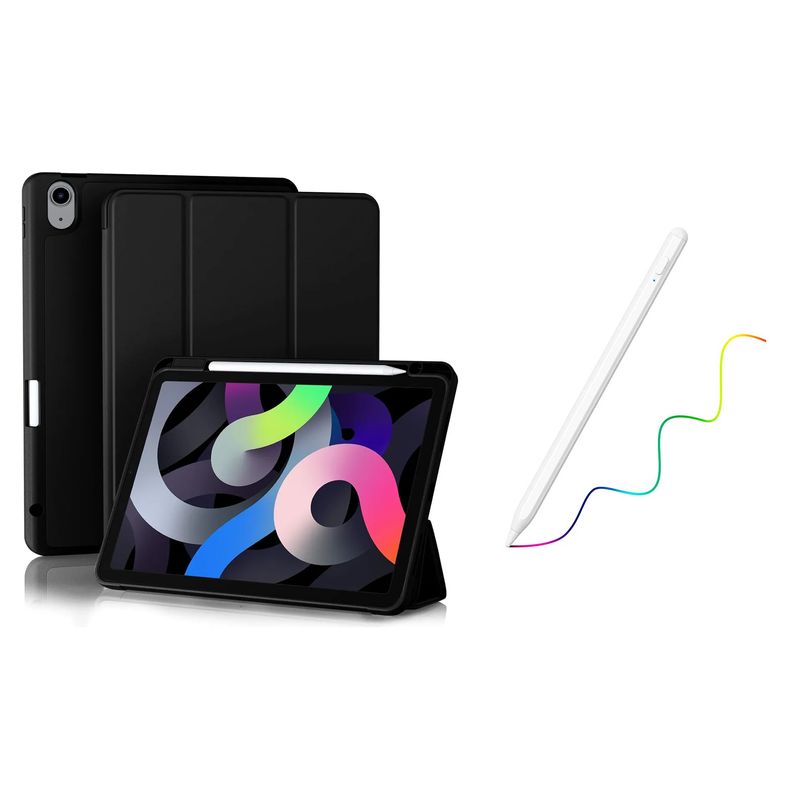 GENERICO - Funda Estuche Smart Case Protector Para iPad 11 A16 + Lapiz negro
