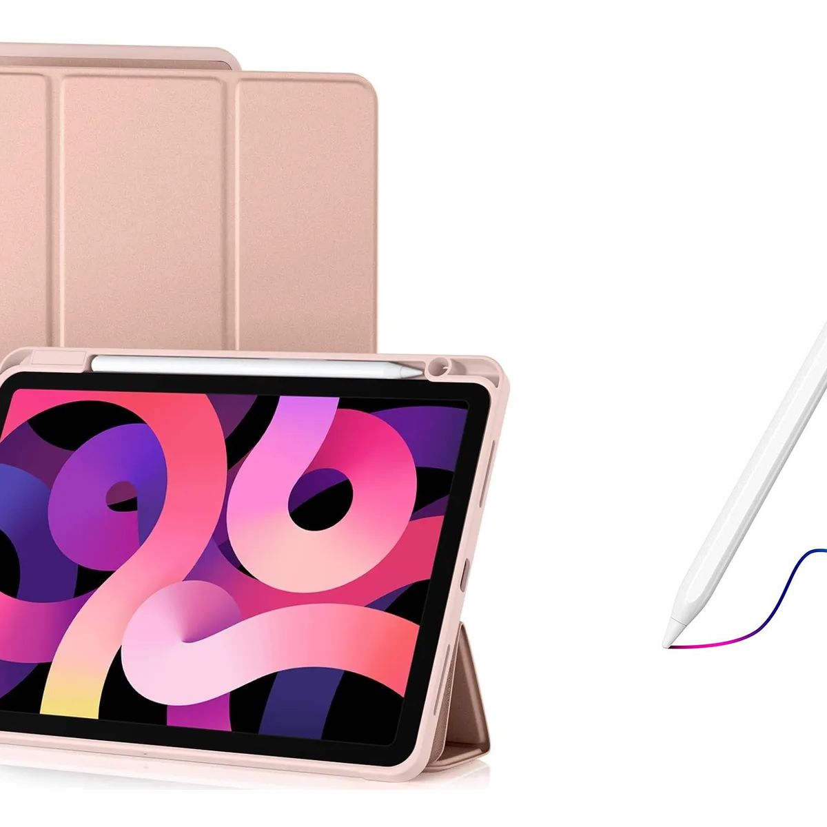 GENERICO - Funda Estuche Smart Case Protector Para iPad 11 A16 + Lapiz Rosa