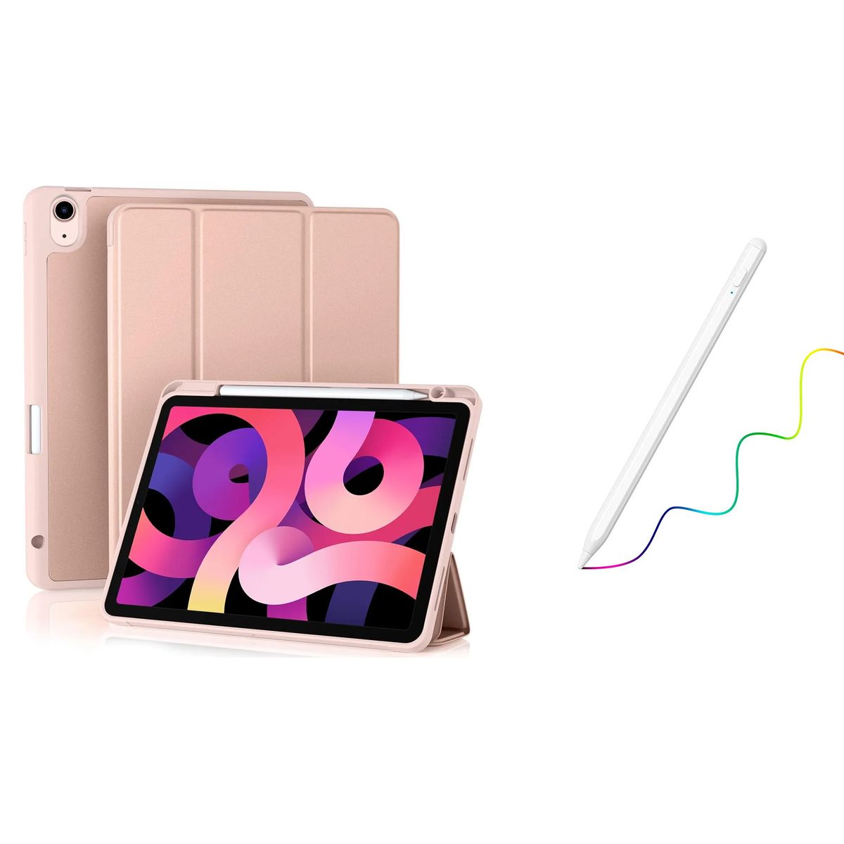 GENERICO - Funda Estuche Smart Case Protector Para iPad 11 A16 + Lapiz Rosa