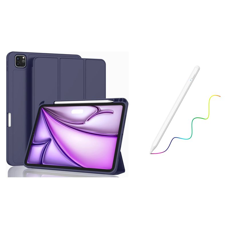 GENERICO - Funda Smart Case Protector Para iPad Air 11 m2 2024 + Lapiz azul