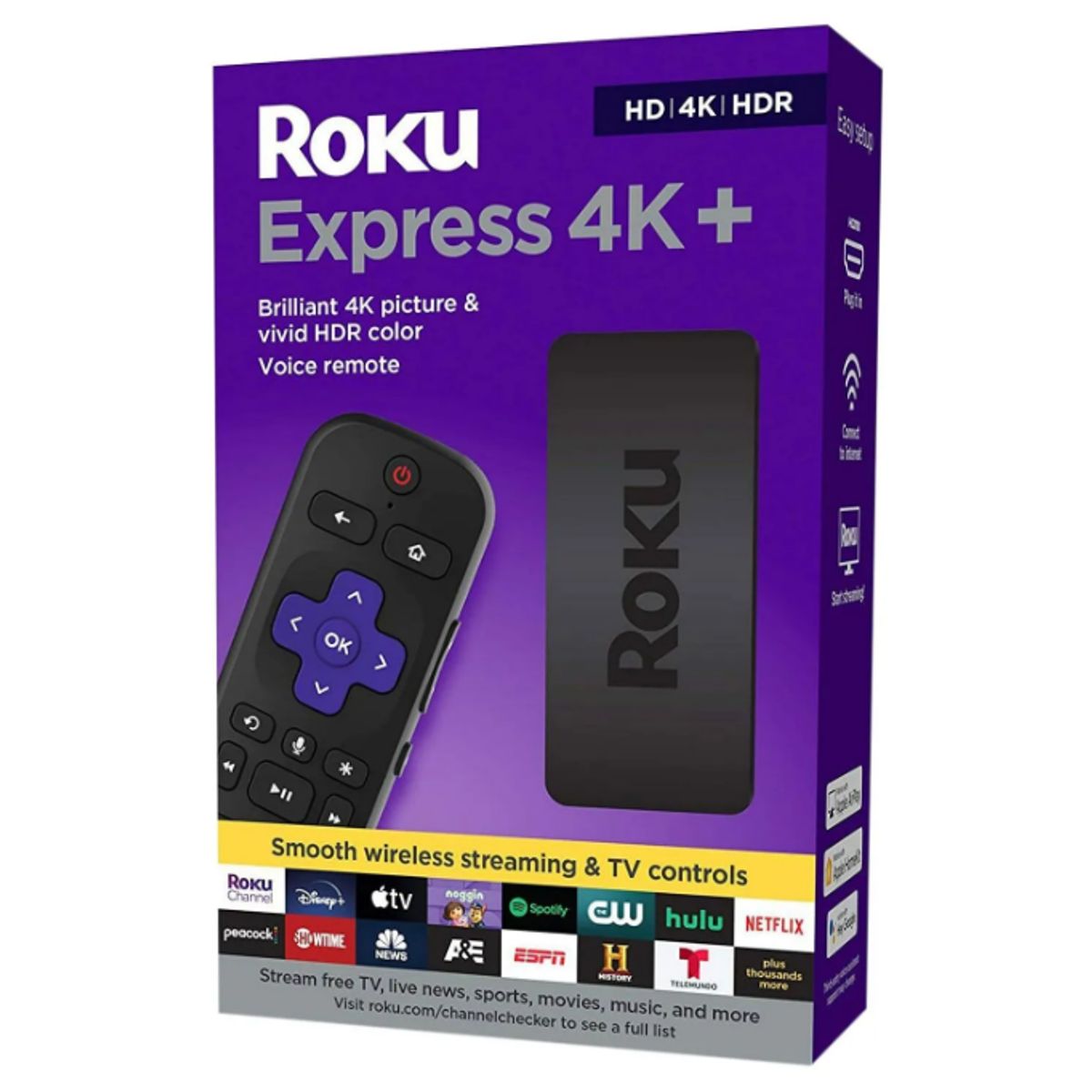 ROKU - ROKU EXPRESS 4K + CONTROL DE VOZ + NETFLIX PRIME DISNEY STREAMING