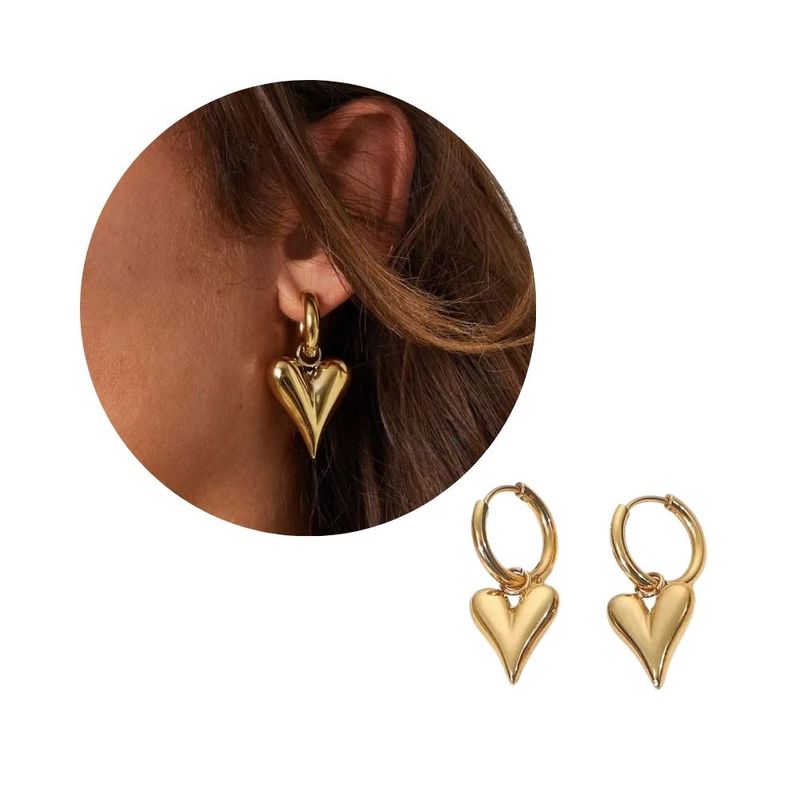 GENERICO - Aretes Candongas Corazón Colgante Para Mujer
