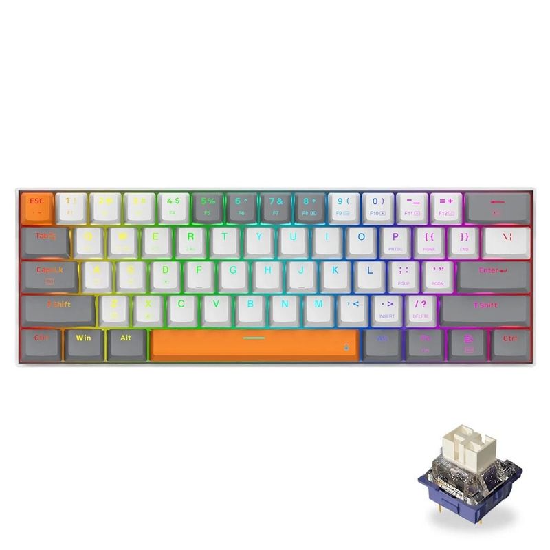 REDRAGON - Teclado Mecánico Gamer Redragon L61 Rgb Bluetooth 3.0/5.0, 2.4 Ghz