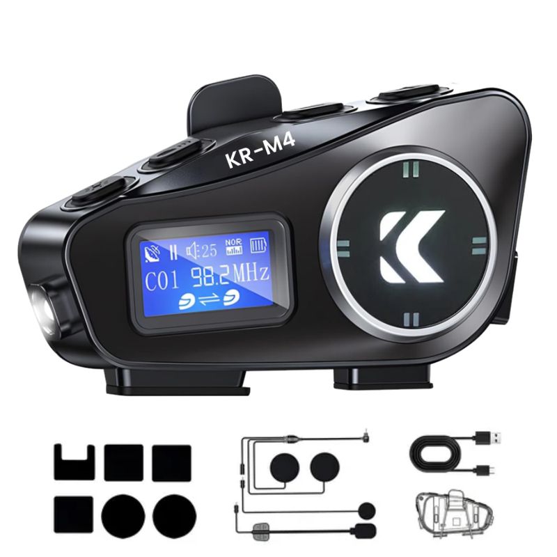 GENERICO - Intercomunicador Para Moto Llamadas Bluetooth Lcd Fm Kr-m4