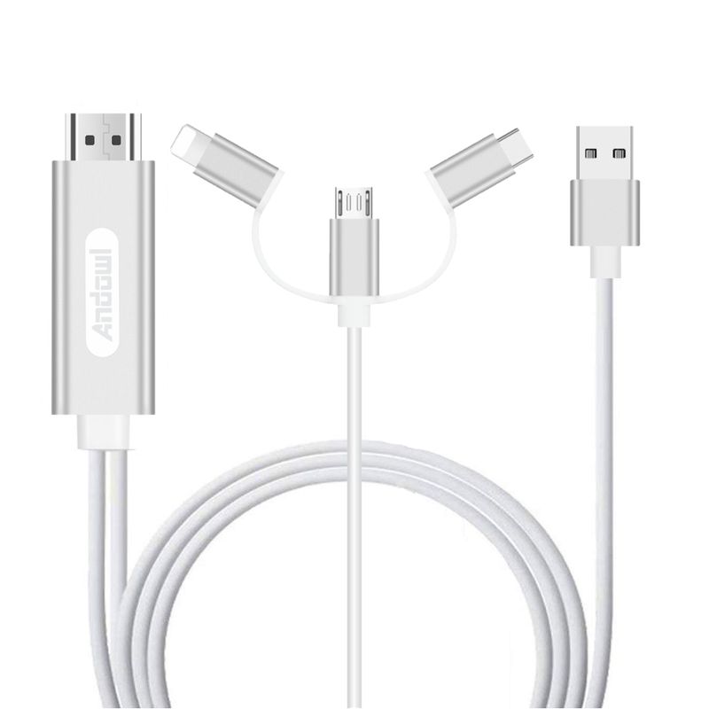 GENERICO - Cable 3 En 1 HDTV Adaptador Para Celular HDMI Android IOs