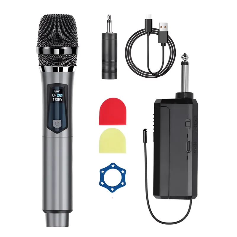GENERICO - Micrófono Profesional Inalámbrico UHF Recargable TipoC DX801