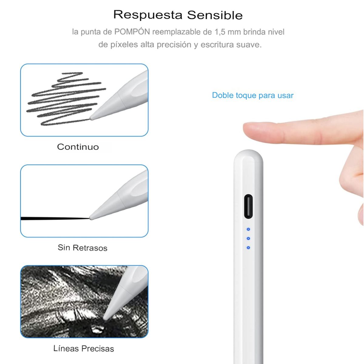 GENERICO - Lápiz Óptico Universal Para iPad Compatible Android Windows iOS