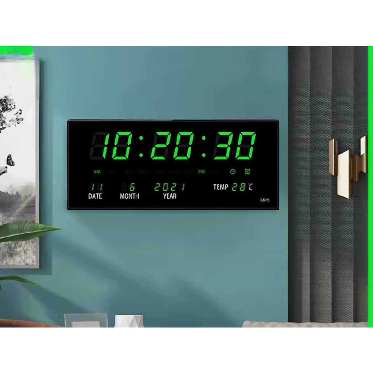 GENERICO - Reloj de pared reloj Digital verde 36cm LED