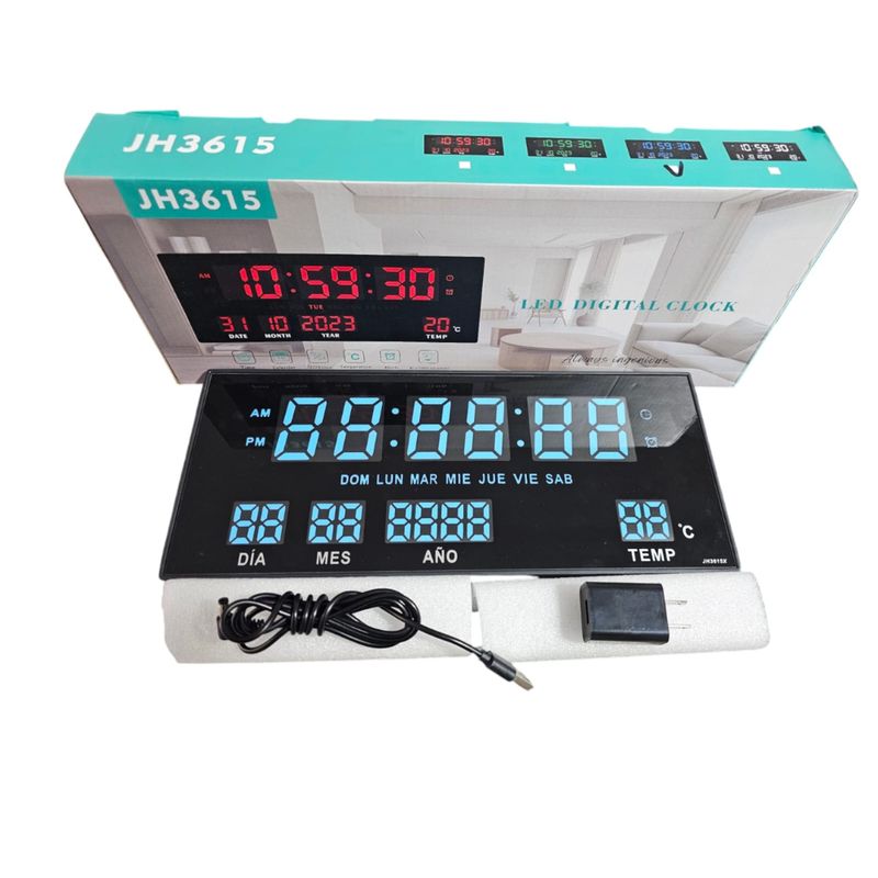 GENERICO - Reloj de pared reloj Digital Azul 36cm LED