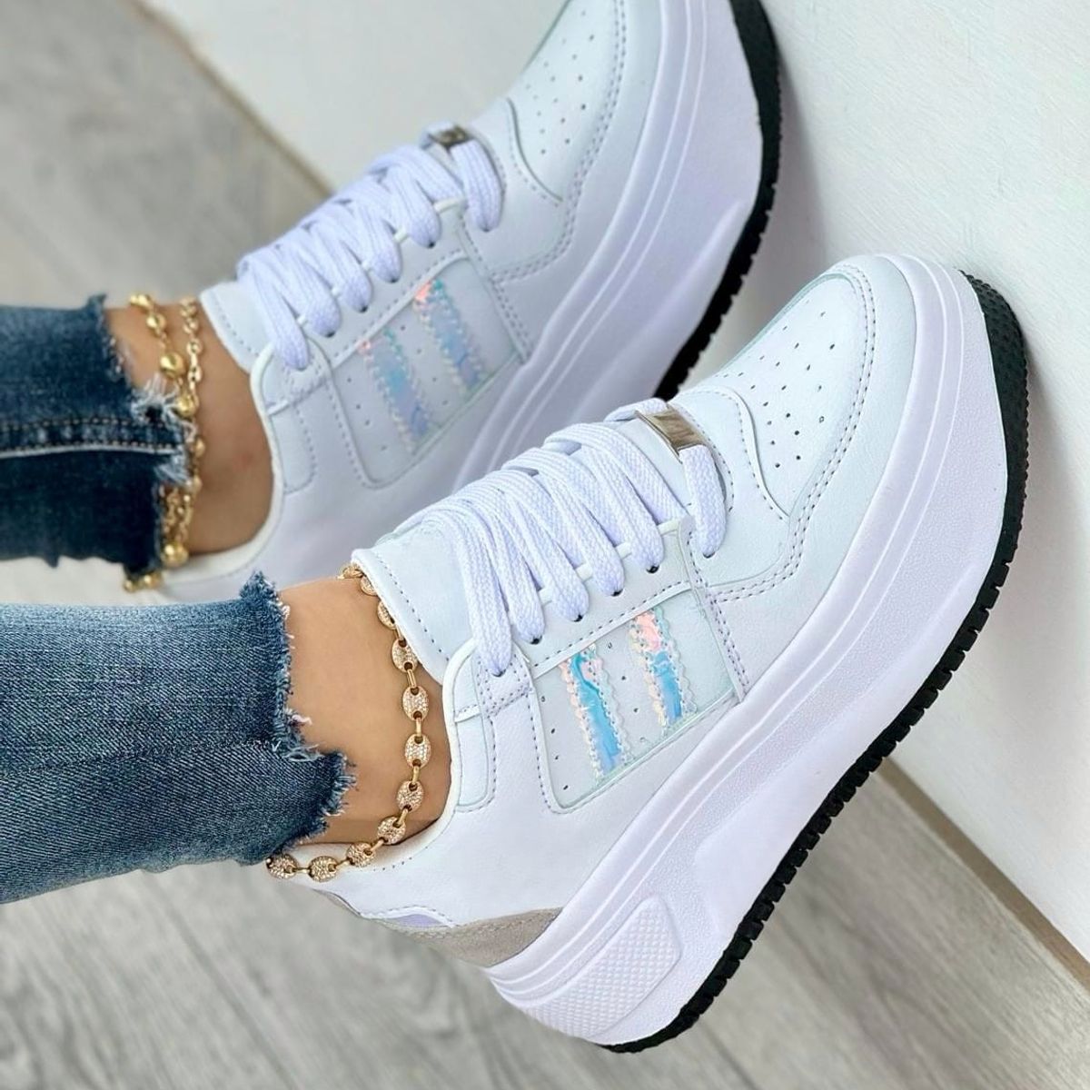NACIONAL - Tenis Blanco Dama Zapatillas Zapatos Mujer Lindos Moda Casual