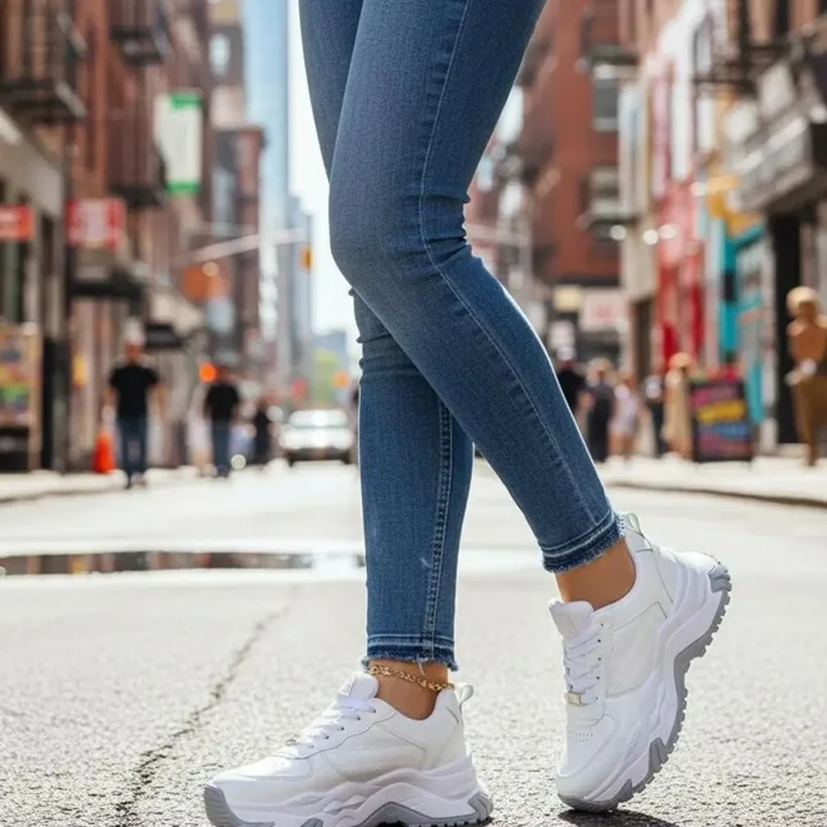 NACIONAL - Tenis Blanco Gris Dama Zapatillas Zapatos Mujer Lindos Moda Casual