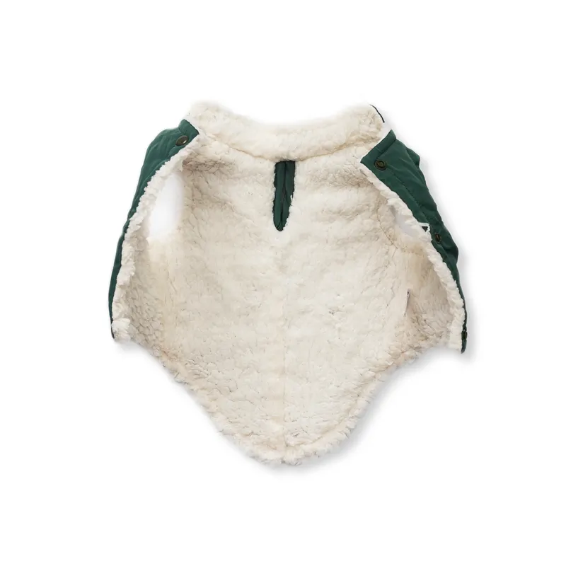 WAWAW - Chaleco 3XL parches verde botella borrego marfil Wawaw