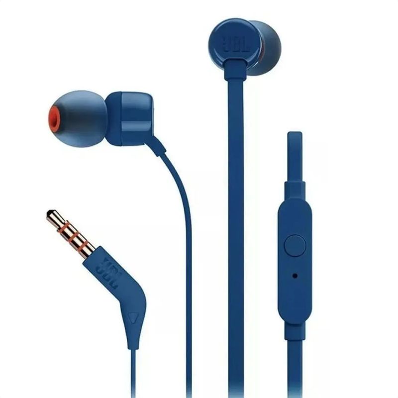 JBL - Auriculares 3.5mm JBL Tune 110 Pure Bass, 100% Original, Blue