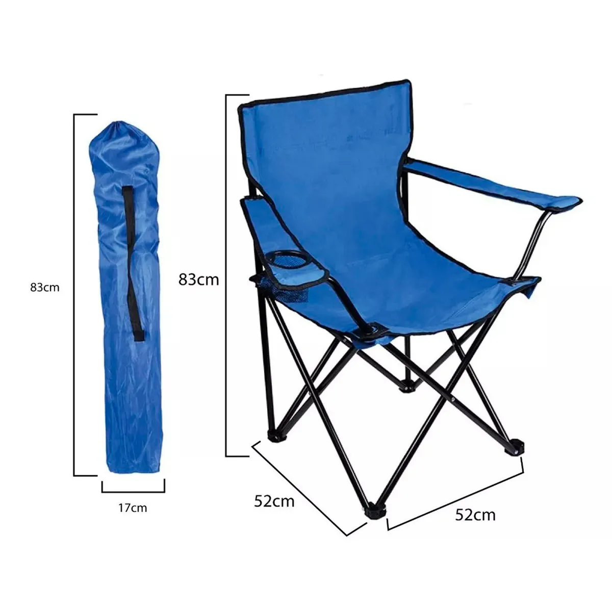 GENERICO - Silla Plegable Con Portavasos Camping Parque Exterior azul