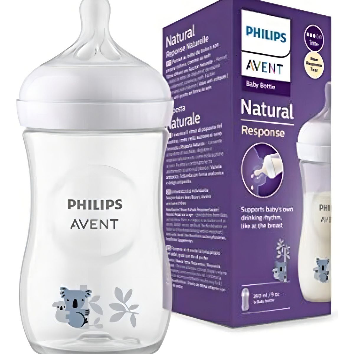 PHILIPS - Biberon Avent Natural 30 Response 9oz260ml Deco Koala