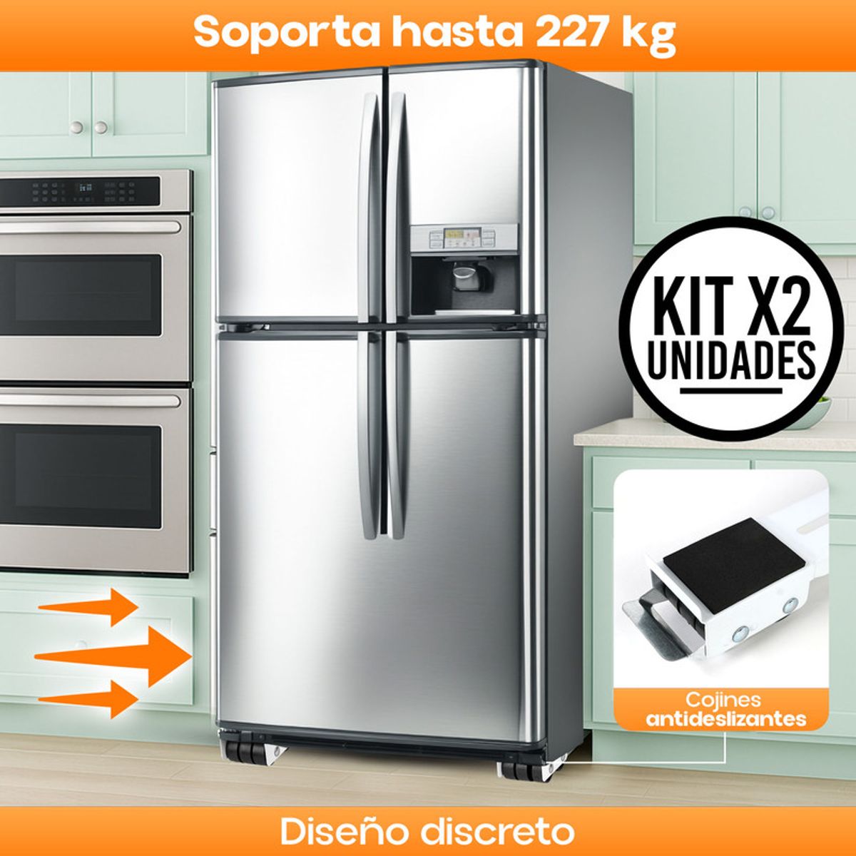 ENERGY PLUS - Set x2 Soportes Rueda Ajustable para Lavadora Nevera Estufa
