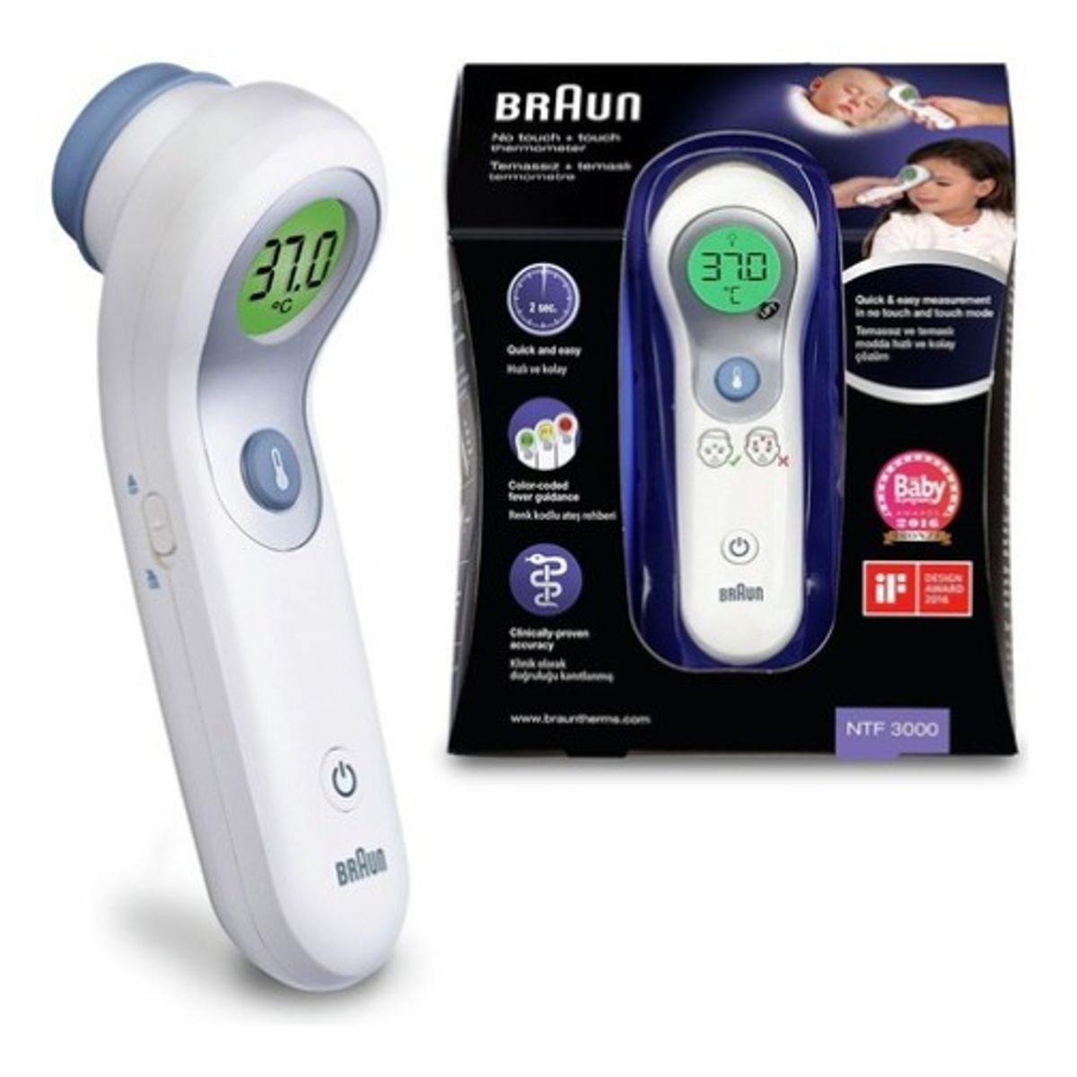 BRAUN - Termómetro De Frente Braun No Touch + 2 En 1