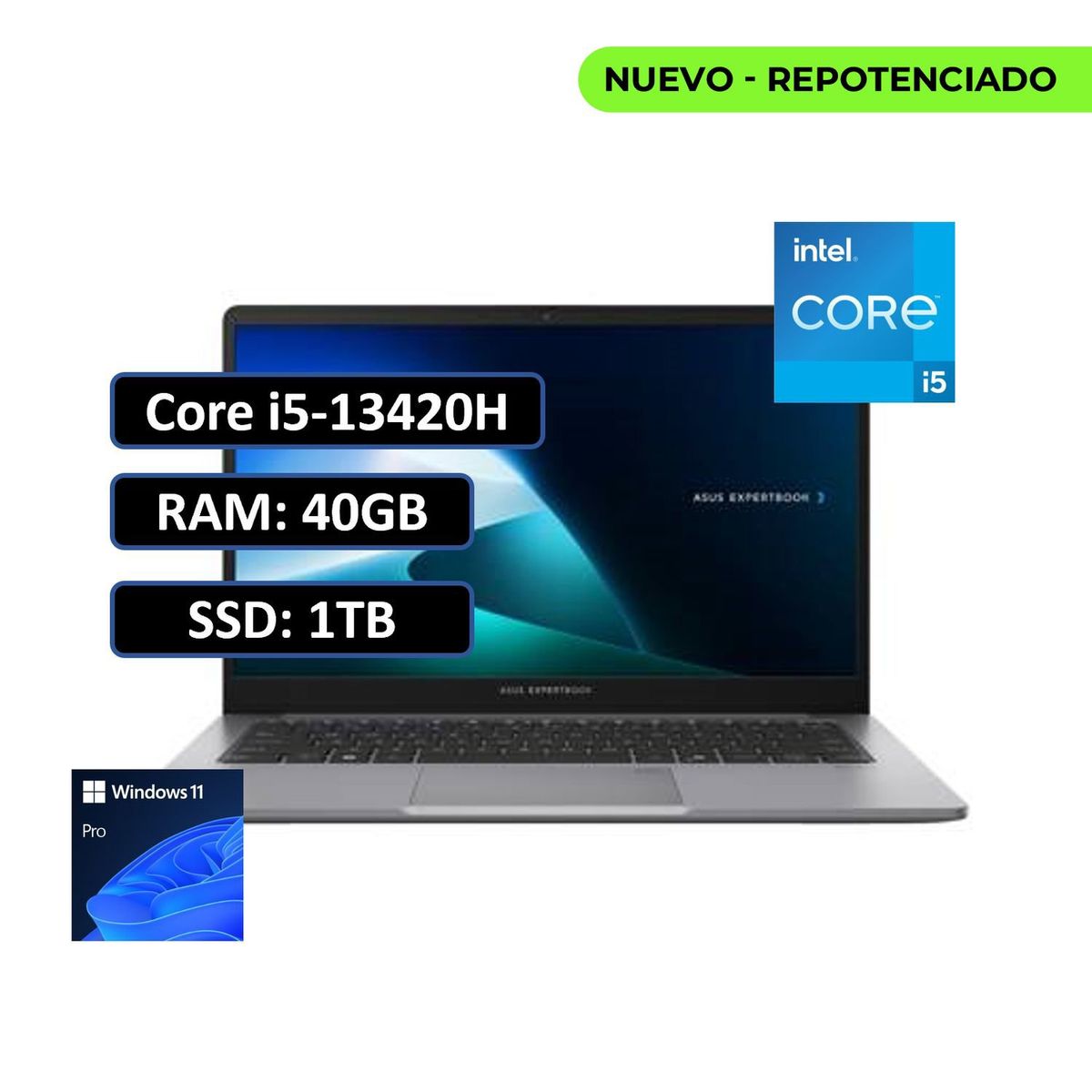 ASUS - PORTATIL ASUS EXPERTBOOK INTEL CORE I5-13420H RAM 40GB SSD 1TB WIN11 PRO