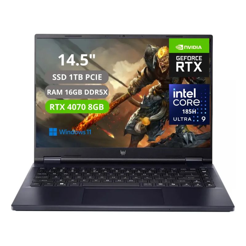 ACER - PORTATIL ACER PREDATOR HELIOS NEO 14 CORE ULTRA 9 185H RAM 16GB SSD 1TB RTX 4070 8GB