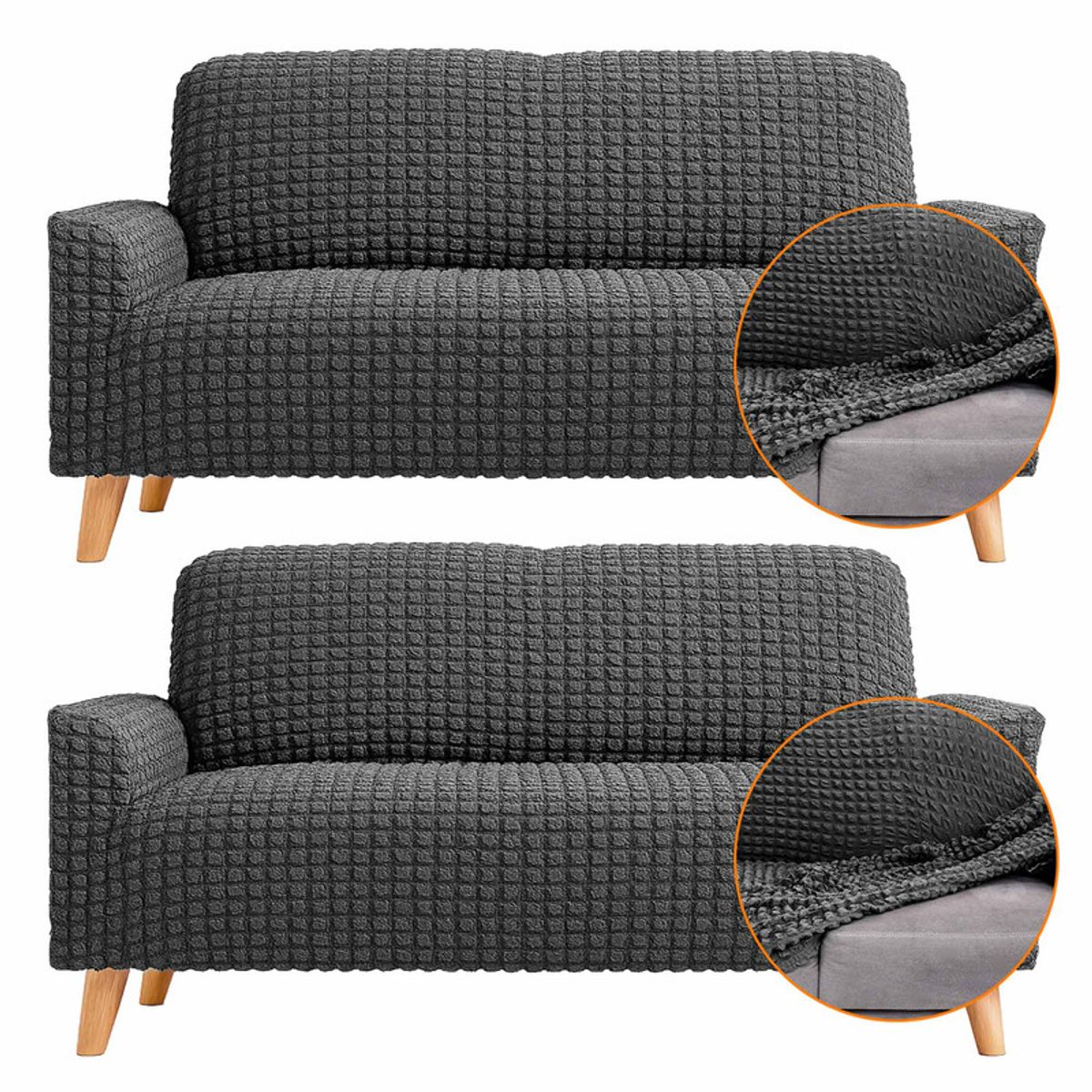 ENERGY PLUS - Set x2 Protector Sofá 2 Puestos Lavable Antimanchas Mascotas