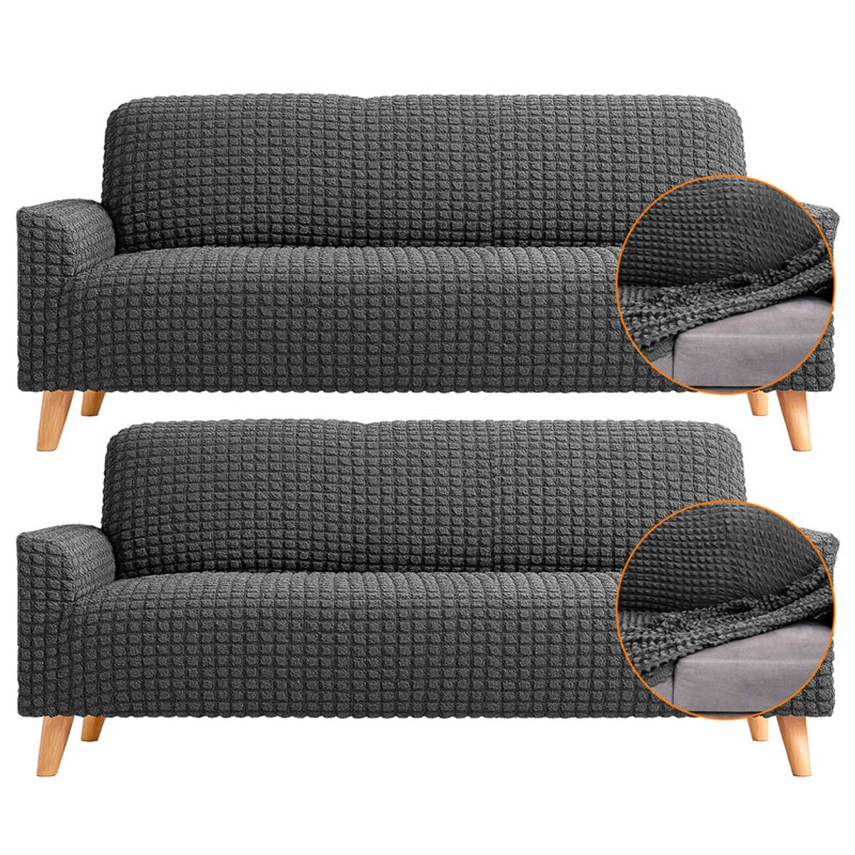 ENERGY PLUS - Set x2 Protectores de Sofá 3 Puestos Tela Elástica Lavable