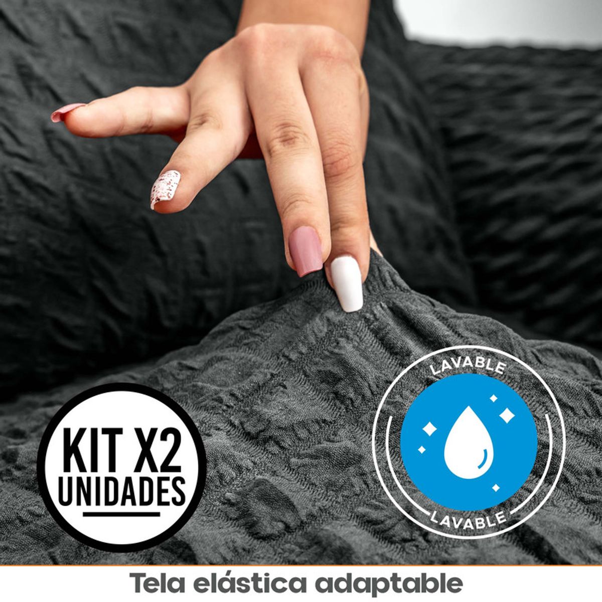 ENERGY PLUS - Set x2 Protectores de Sofá 3 Puestos Tela Elástica Lavable