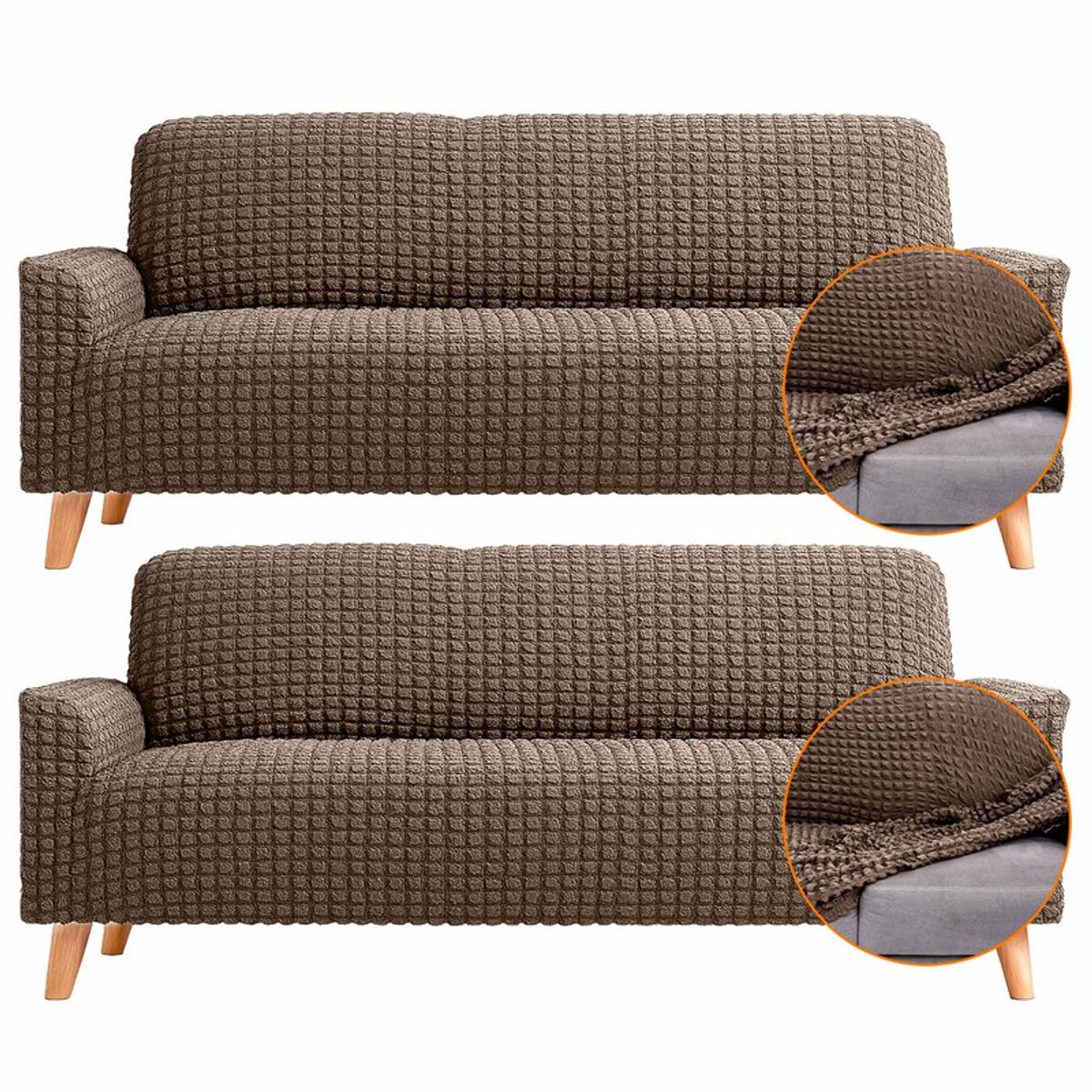 ENERGY PLUS - Set x2 Protectores de Sofá 3 Puestos Tela Elástica Lavable