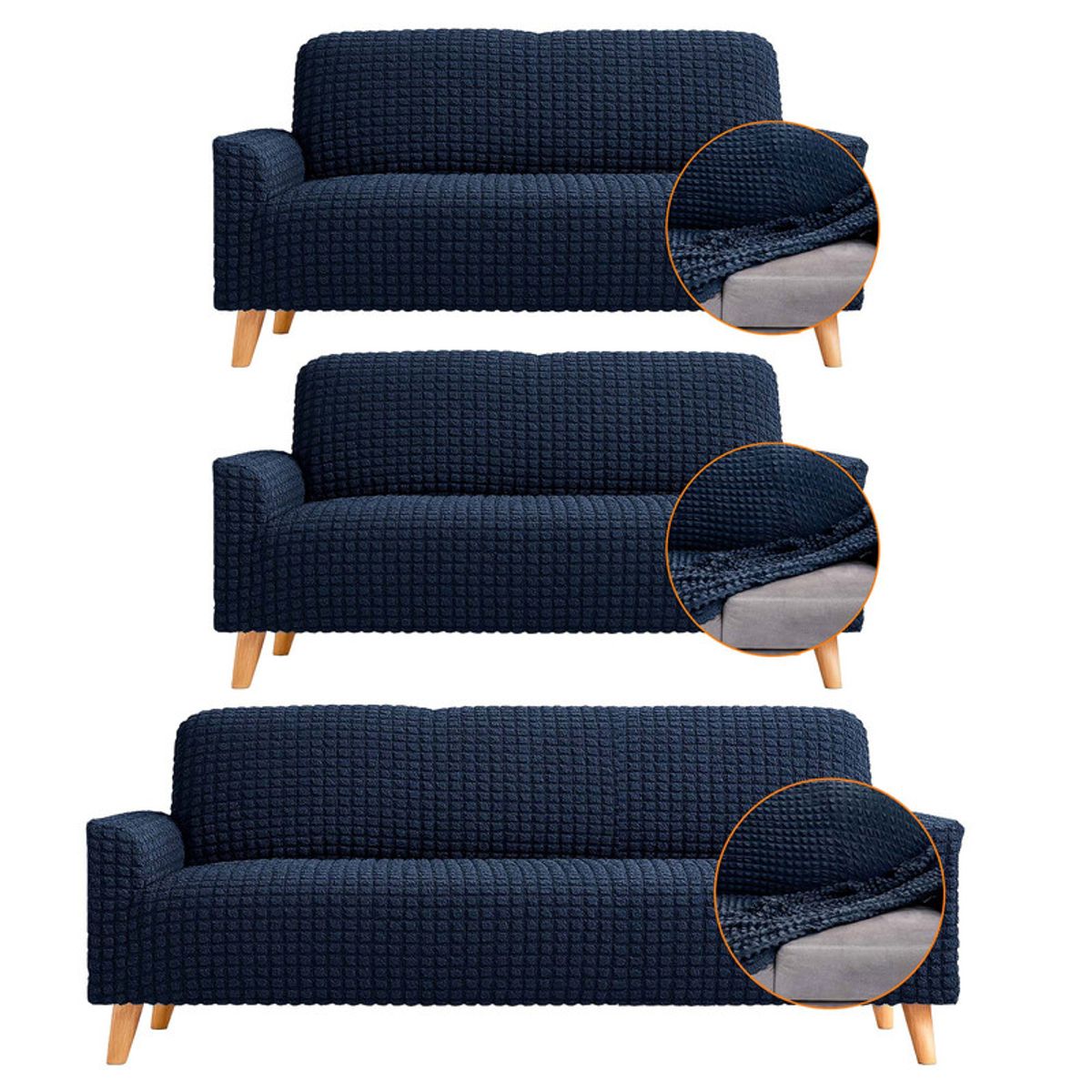 ENERGY PLUS - Set x3 Fundas Elásticas Sofá 2 Dos Puesto + 1 Tres Puestos