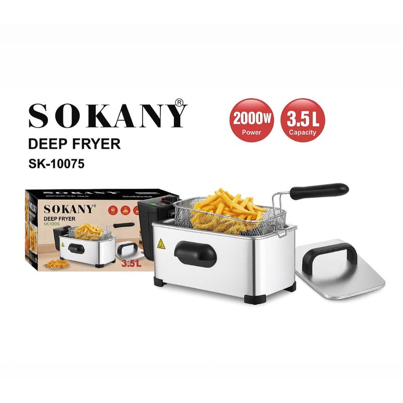 SOKANY - Freidora Eléctrica SOKANY 35L 2800W Acero Inoxidable Termostato Regulable