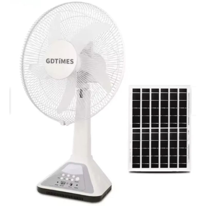 GENERICO - Ventilador Recargable Silencioso Panel Solar Luz Led